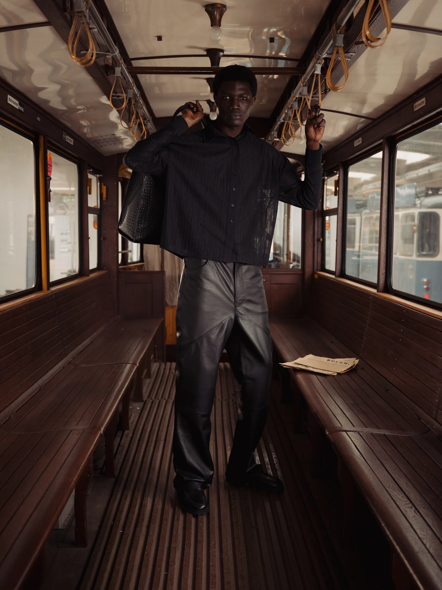 BOOTCUT LEATHER PANTS - Image 4