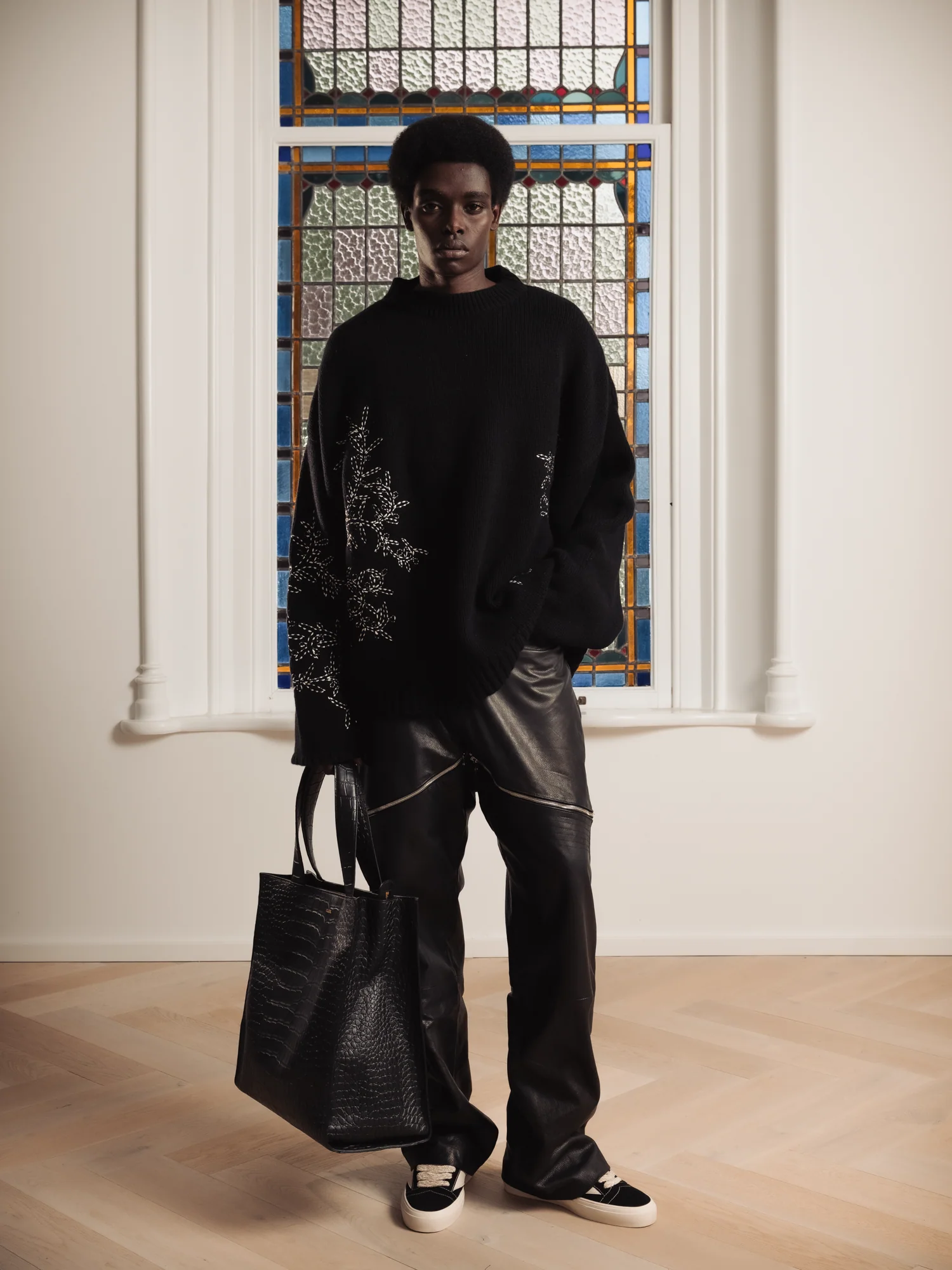 DOUBLE LAYERED LEATHER PANTS - Image 3
