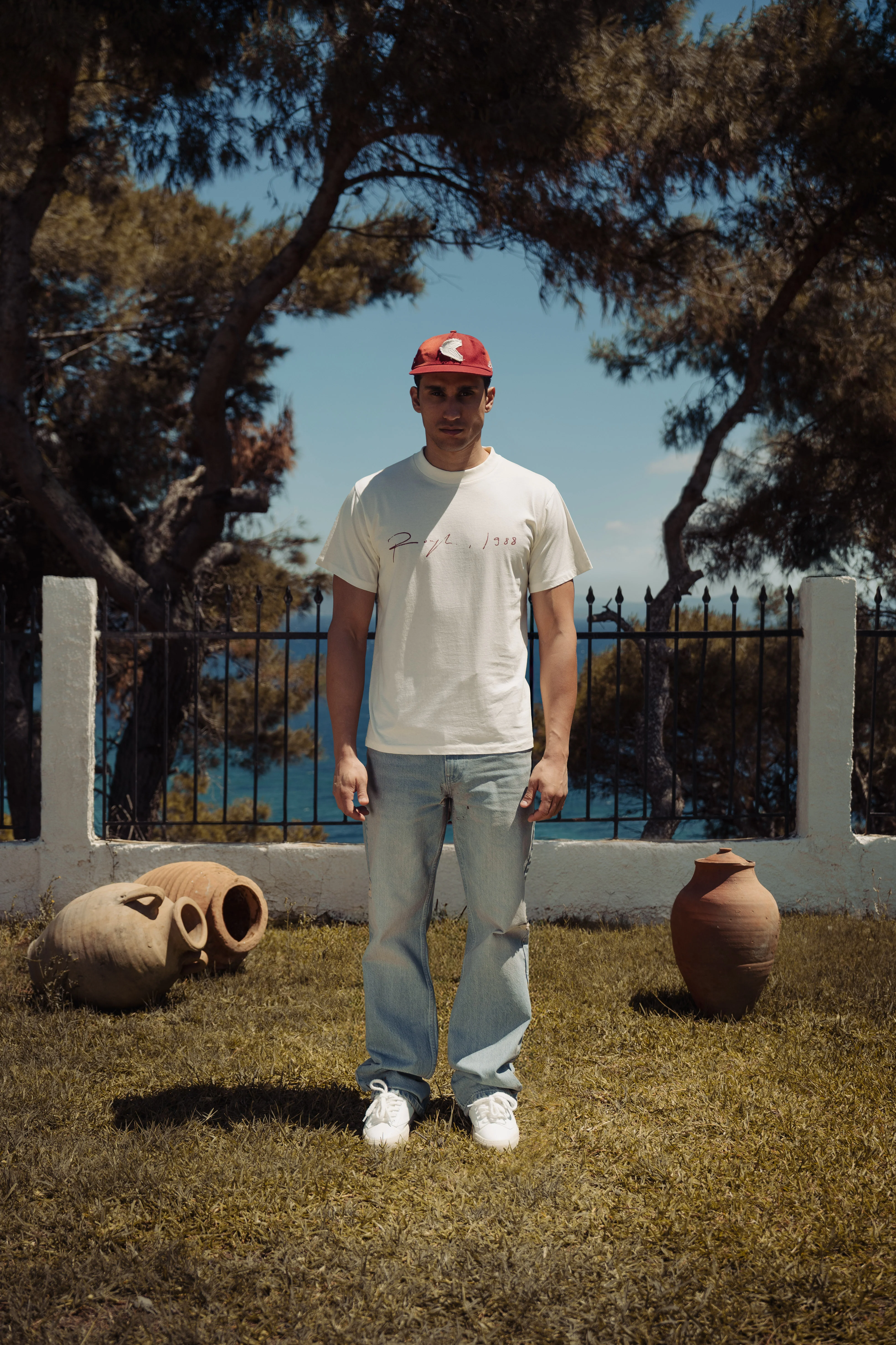 SIGNATURE FITTED T-SHIRT OFF WHITE/RED - Image 3